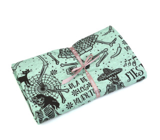2 Zuschnitte - Jersey - Dancing Bones - Halloween - Mint Meliert - Bio-Qualität