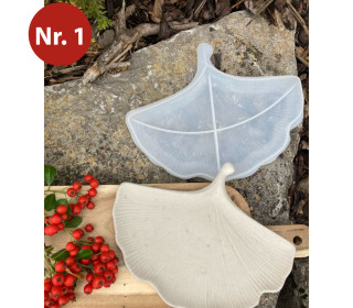 Silikon - Gießform - Blattschale - Flach - Blatt - Ginkgo - Nr.1 - vielfältig nutzbar