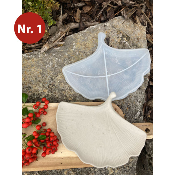 Silikon - Gießform - Blattschale - Flach - Blatt - Ginkgo - Nr.1 - vielfältig nutzbar