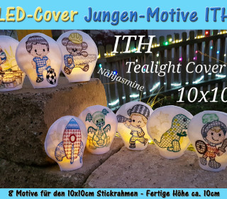 LED Kerzen-Cover Jungen-Motive 10x10 Rahmen