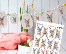 Rub-On Sticker - Entzückende Hasen - Blumen - Blau - Tante Henni Rubons - vielfältig nutzbar - Ostern