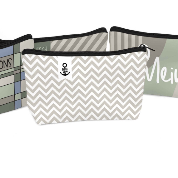 DIY-Nähset - Softshell - Fleece - 15 Stift - und Kramtaschen - Firlefanz - Blau/Beige/Mint - abby and amy