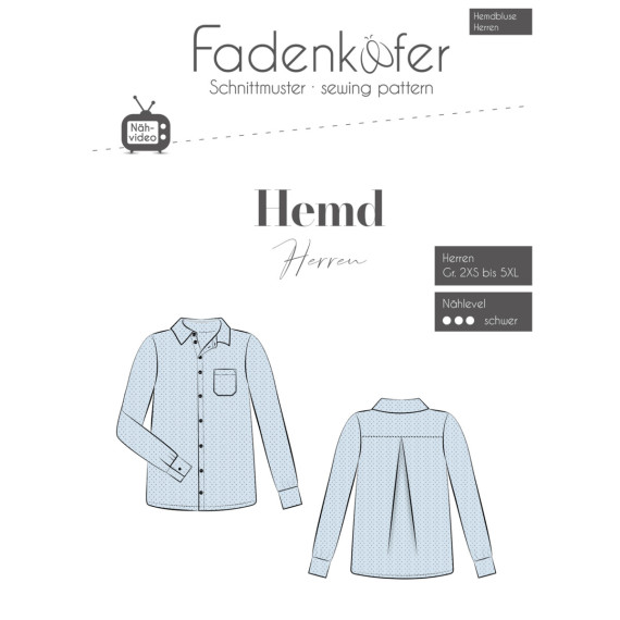 Schnittmuster - Hemd - Herren - Gr. 2XS -  5XL - Fadenkäfer