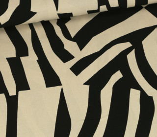 Viskose Popelin - Blusenstoff  - Abstrakt - Schwarz/Beige