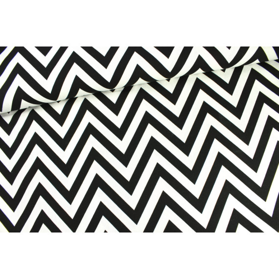 Feste Baumwolle Dekostoff Zick Zack Groß Grafik Weiß