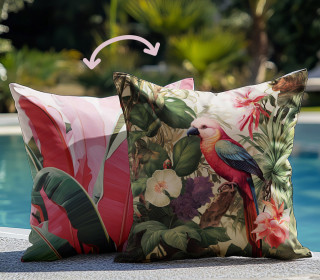 Genähtes Kissen inkl. Inlet - Tropical Jungle - Pink Bird - Mein Hanseherz