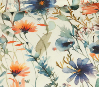 Modal Jersey - Wonderful Wildflowers - Blau/Apricot - Pastellgrün - abby and me