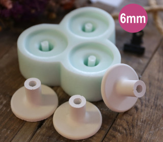 Silikon - Gießform - 6mm Stabhalterung - 3fach-Form - Fuß für Stäbe - vielfältig nutzbar