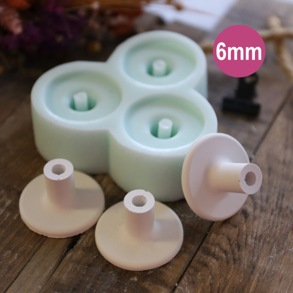Silikon - Gießform - 6mm Stabhalterung - 3fach-Form - Fuß für Stäbe - vielfältig nutzbar