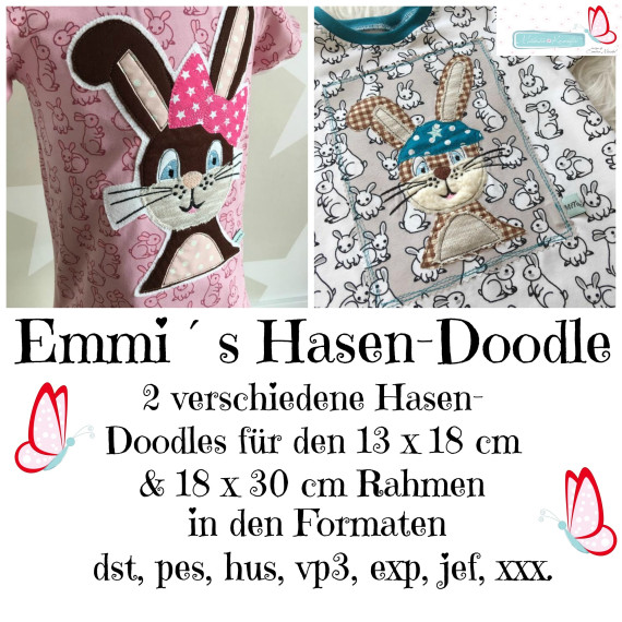 Stickdatei - Emmi-Hase 13x18 & 18x30 cm
