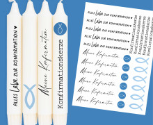 DIN A4 - Kerzen-Tattoofolie - Konfirmation - Schlicht - für Kerzen / Keramik