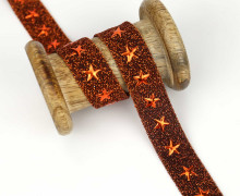 1 Meter Zierband - Dekoband - 20mm - Sterne - Glitzer - Orange