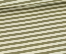 Sommersweat - Leicht Angeraut - Yarn Dyed Stripes - 10mm - Warmweiß/Resedagrün