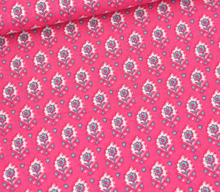 Baumwolle - Webware - Blumen - Fuchsia