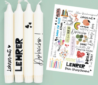 DIN A4 - Tattoofolie - Lehrer - für Kerzen / Keramik