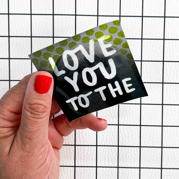 1 Flippatch - 1 Label = 2 Motive - Kippen - Wechselmotiv - zum Aufnähen - Cherry Picking - LOVE YOU TO THE/Mond