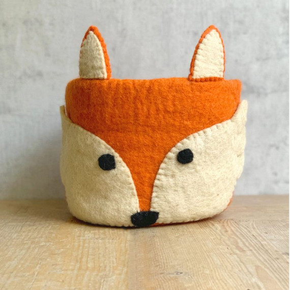 Handgemachter Filzkorb - Fuchs - Aufbewahrungskorb - Körbchen