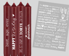 DIN A4 - Tattoofolie - Geburtstag - Weiß - für Kerzen / Keramik