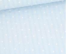 Baumwolle - Webware - Voile - Hearts - Eingewebte Streifen - Hellblau