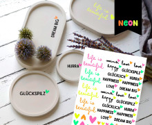 Neon Rub-On Sticker - life is beautiful - Tante Henni Rubon - vielfältig nutzbar