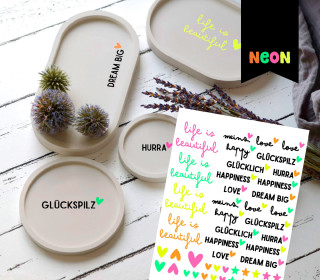 Neon Rub-On Sticker - life is beautiful - Tante Henni Rubon - vielfältig nutzbar