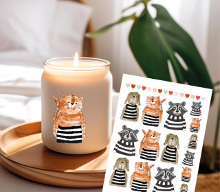 Rub-On Sticker - fröhliche Tierfreunde - Hund/Katze/Waschbär - ela ideen - Tante Henni Rub-Ons - vielfältig nutzbar