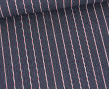 Jeans - Jeansstoff - Denim - Weiß-Rote Streifen - Schmal - Schwarzblau