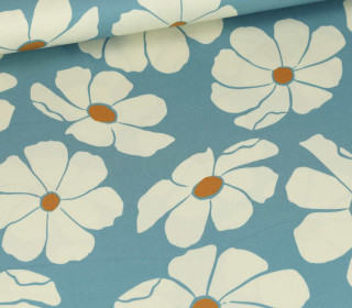 Viskose - Blusenstoff - Light & Lush - Spring - Flowers - Akademieblau/Creme