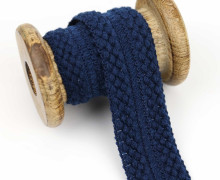 1 Meter Einfassband - Wolltresse - 30mm - Häkelzopfmuster - Uni - Dunkelblau