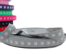 1 Meter Gummiband - Sterne - 20mm - Grau/Hellgrau