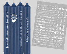 DIN A4 - Tattoofolie - Geburtstag - Lustig - Weiß - für Kerzen / Keramik
