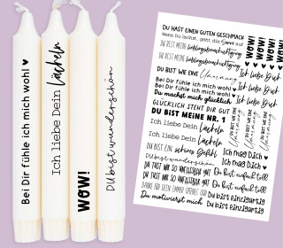 DIN A4 - Kerzen-Tattoofolie - Komplimente - für Kerzen / Keramik