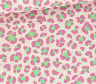 Musselin - Muslin - Double Gauze - Leo Animal Print - Schnuffeltuch - Windeltuch - Creme