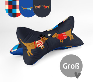 DIY-Nähset - Leseknochen - Groß - Wiener Dogs - Blau - Hamburger Liebe - Velvet - abby and amy