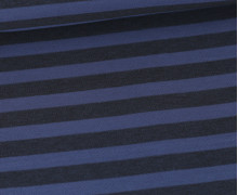 Leichter Viskose Jersey - Light & Lush - Streifen - Schwarz/Jeansblau