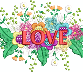 Love Flowers Stickdatei mit 3 D Elementen 13 x 18cm Stickrahmen