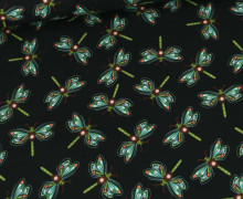 Bio-Musselin - Double Gauze - Dragonfly - Beetles & Bugs - Schwarz - Hamburger Liebe