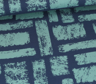 Sommersweat - French Terry - Qjutie & the Qjutest - Painted Bricks - Dunkelblau