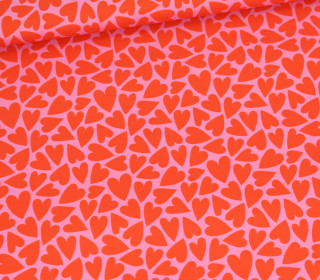 Outdoorstoff - Mini Collection - Herzen - Rosa/Orangerot - abby and amy