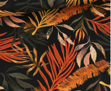 Canvas - Feste Baumwolle - Tropical Leaves - Schwarz