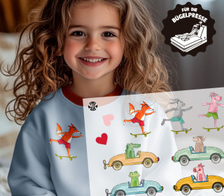 Onkel Bo's Bügelbilder - DIN A4 - fröhliche Tierfreunde - unterwegs - Mix - ela ideen