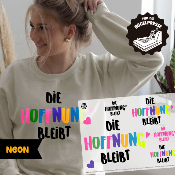 Onkel Bo's Neon Bügelbilder - DIN A4 - Die Hoffnung bleibt - BIG