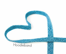 1m flache Kordel - Hoodieband - 15mm - Kapuzenband - Meliert - Aqua