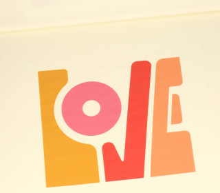 Sommersweat - Love - Schriftzug - Rottöne - Paneel - Ecru - Bio Qualität - abby and me