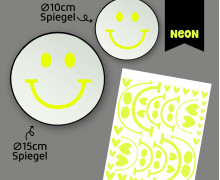Neon Rub-On Sticker - Fröhliche Gesichter - mini - Gelb - für Spiegel - Tante Henni Rubon - vielfältig nutzbar