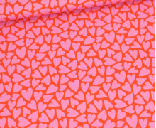 Outdoorstoff - Mini Collection - Herzen - Orangerot/Rosa - abby and amy