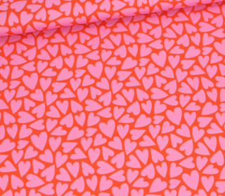 Outdoorstoff - Mini Collection - Herzen - Orangerot/Rosa - abby and amy