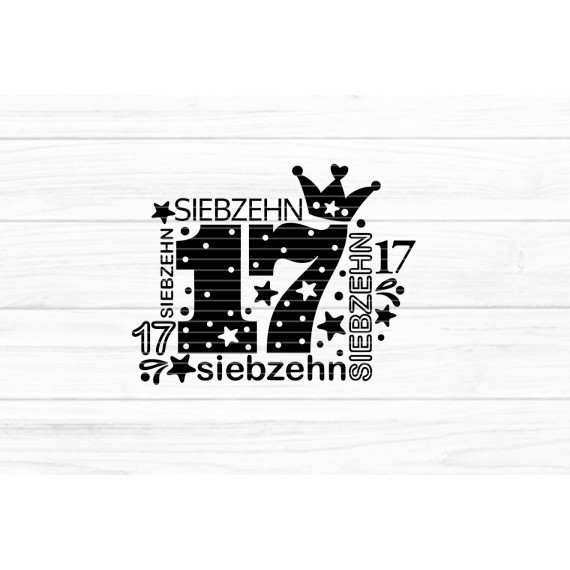 Zahl Siebzehn Plotterdatei SVG DXF FCM