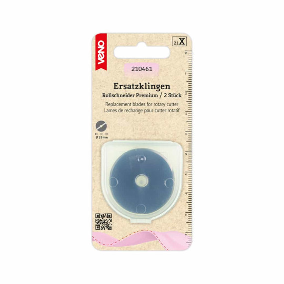 2 Ersatzklingen - für Rollschneider Premium - 28mm - veno