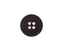 1 Hanf/Polyesterknopf - Rund - 15mm - 4-Loch - Recycelt - Uni - Schwarz